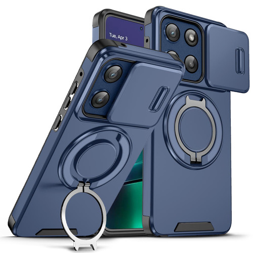 Moto G Stylus 2025 Sliding Camshield Ring Holder Phone Case - Blue